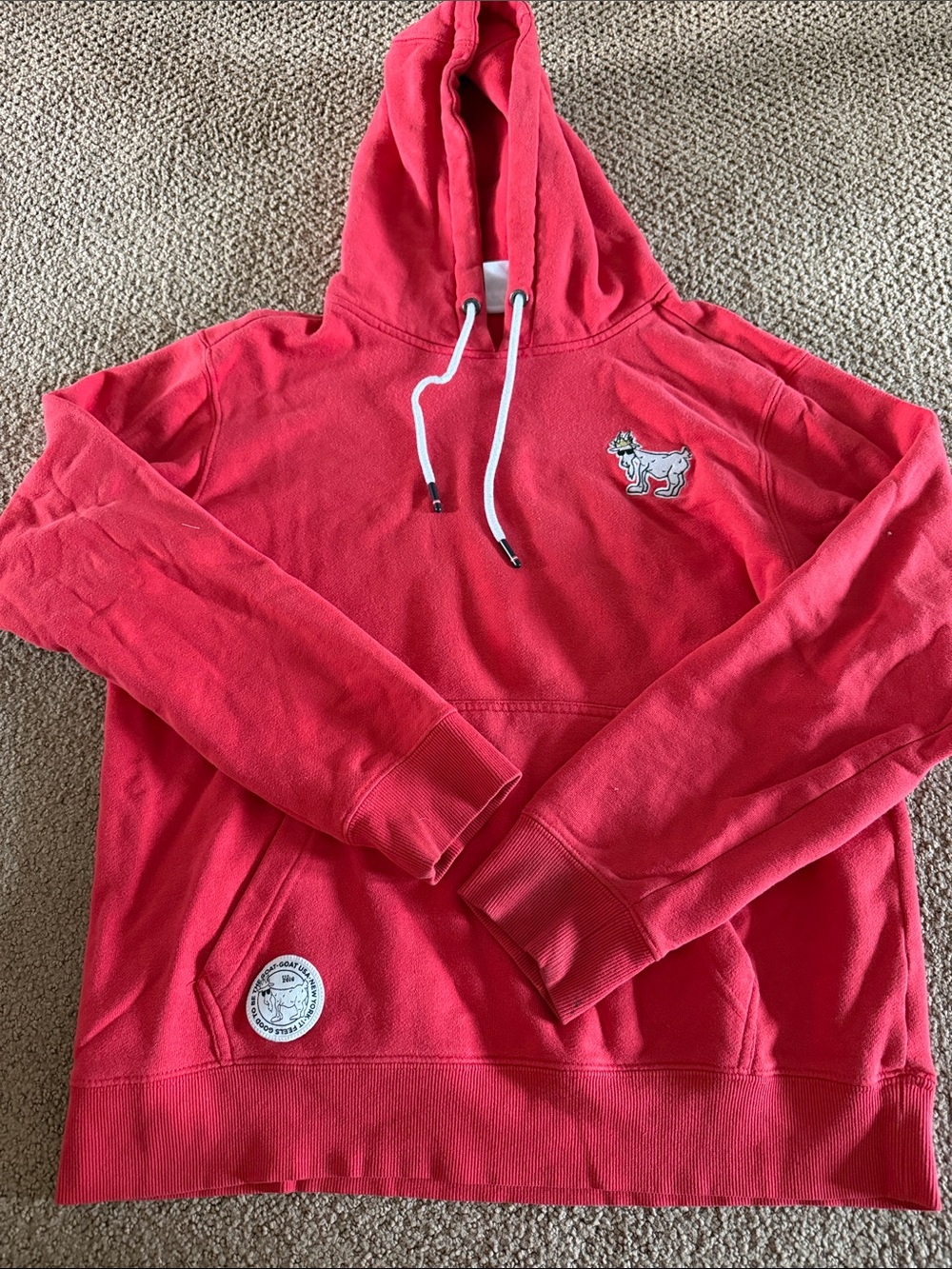 GOAT USA Red Hoodie Medium Embroidered Logo Sweatshirt Kangaroo Pocket